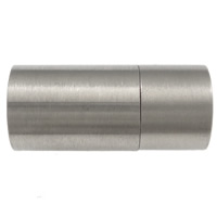 Edelstahl Magnetverschluss, Zylinder, originale Farbe, 20x9mm, Bohrung:ca. 7mm, 50PCs/Menge, verkauft von Menge
