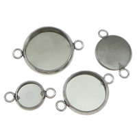 Stainless Steel Connector Setting, Flat Round, more sizes for choice & 1/1 loop, original color, Hole:Approx 1.5mm, Sold By PC