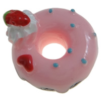 Eten Resin Cabochon, Hars, Donut, platte achterkant, roze, 18x16.50x10.50mm, 100pC's/Bag, Verkocht door Bag