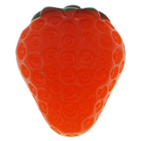 Food Resin Cabochon Strawberry flat back red Sold By Bag