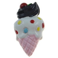 Food Resin Cabochon, Ice Cream, flat back, multi-colored, 16x23x7mm, 100PCs/Bag, Sold By Bag
