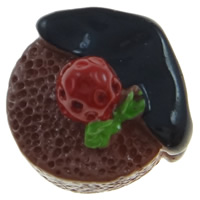 Food Resin Cabochon, Cake, flat back, deep coffee color, 15x13mm, 100PCs/Bag, Sold By Bag