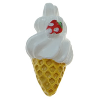 Alimentos Resina Cabochon, sorvete, traseira plana, branco, 12x24x7mm, 100PCs/Bag, vendido por Bag