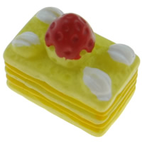 Food Resin Cabochon, Cake, flat back, yellow, 9x14x14mm, 100PCs/Bag, Sold By Bag