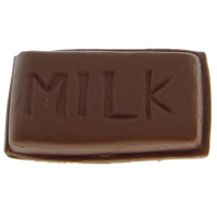 Cabochon en argile polymère, argile de polymère, Chocolat, avec le motif de lettre & dos plat, couleur de café, 12x20x6mm, 100PC/sac, Vendu par sac