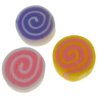 Polymer Clay Cabochon, Flat Round, flat back, more colors for choice, 10x4mm, 100PCs/Bag, Sold By Bag