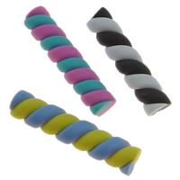 Polymer Clay Fund, Twisted Bugle, to tone, flere farver til valg, 5.5x25mm, 100pc'er/Bag, Solgt af Bag