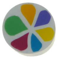 Polymer Clay Cabochon, Flat Round, flat back, multi-colored, 10x5mm, 100PCs/Bag, Sold By Bag