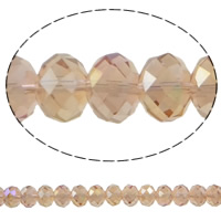 Rondelle Crystal Beads, AB color plated, faceted & imitation CRYSTALLIZED™ element crystal, Gold Champagne, 14x10.5mm, Hole:Approx 1.5mm, Approx 48PCs/Strand, Sold Per Approx 19.6 Inch Strand