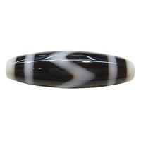 Natural Tibetan Agate Dzi Beads, Oval, tiger teeth & two tone, Grade A, 38x12x2.50mm, Hole:Approx 2mm, Sold By PC