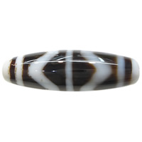 Natural Tibetan Agate Dzi Beads Oval & four strip tiger teeth & two tone Approx 2mm Sold By PC