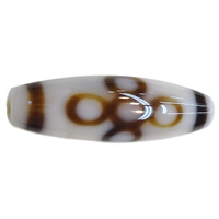 Natural Tibetan Agate Dzi Beads, Oval, different grades for choice & lighting five-eyed & two tone, 38x12x2.50mm, Hole:Approx 2mm, 2PCs/Lot, Sold By Lot