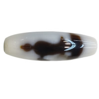 Natürliche Tibetan Achat Dzi Perlen, oval, Kuanyin & zweifarbig, Grade A, 38x12x2.50mm, Bohrung:ca. 2mm, 2PCs/Menge, verkauft von Menge