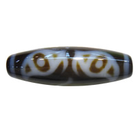Natural Tibetan Agate Dzi Beads, Oval, Japan eight pattern & two tone, 38x12x2.50mm, Hole:Approx 2mm, Sold By PC