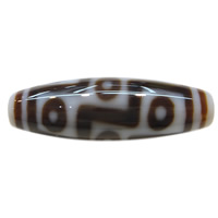 Natural Tibetan Agate Dzi Beads, Oval, nigh-eyed & two tone, Grade A, 38x12x2.50mm, Hole:Approx 2mm, Sold By PC