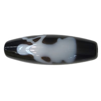 Natural Tibetan Agate Dzi Beads, Oval, pipa Kuanyin & two tone, 38x12x2.50mm, Hole:Approx 2mm, Sold By PC