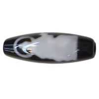 Natural Tibetan Agate Dzi Beads, Oval, Kuanyin & two tone, 38x12x2.50mm, Hole:Approx 2mm, Sold By PC
