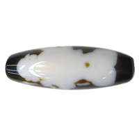 Natürliche Tibetan Achat Dzi Perlen, oval, Mahakala & zweifarbig, 38x12x2.50mm, Bohrung:ca. 2mm, verkauft von PC
