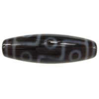 Natural Tibetan Agate Dzi Beads, Oval, nigh-eyed & two tone, Grade AAA, 13x39mm, Hole:Approx 2mm, Sold By PC