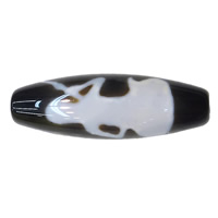 Natural Tibetan Agate Dzi Beads, Oval, pipa Kuanyin & two tone, 38x12x2.50mm, Hole:Approx 2mm, Sold By PC