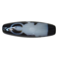 Natural Tibetan Agate Dzi Beads, Oval, Benzaiten & two tone, 38x12x2.50mm, Hole:Approx 2mm, Sold By PC