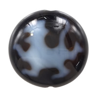 Natural Tibetan Agate Dzi Beads, Flat Round, Kylin & two tone & double-sided, 26x26x10mm, Hole:Approx 2mm, Sold By PC