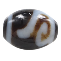 Natural Tibetan Agate Dzi Beads, Oval, money hook & two tone, 10x12mm, Hole:Approx 2mm, Sold By PC