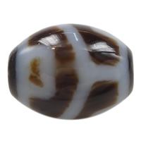 Natural Tibetan Agate Dzi Beads, Oval, longevity lotus & two tone, 10x12mm, Hole:Approx 2mm, Sold By PC