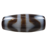 Natural Tibetan Agate Dzi Beads, Oval, four strip tiger teeth & two tone, 20x9x3mm, Hole:Approx 1.5mm, Sold By PC