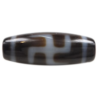 Natural Tibetan Agate Dzi Beads, Oval, buddhist words & two tone, 20x9x3mm, Hole:Approx 1.5mm, Sold By Lot