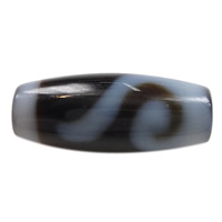 Natural Tibetan Agate Dzi Beads, Oval, money hook & two tone, 20x9x3mm, Hole:Approx 1.5mm, Sold By PC