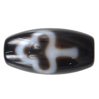 Natural Tibetan Agate Dzi Beads, Oval, leaf & two tone, 25x12mm, Hole:Approx 1.5mm, Sold By PC