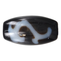 Natural Tibetan Agate Dzi Beads, Oval, Ruyi & two tone, 25x12mm, Hole:Approx 1.5mm, Sold By PC