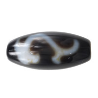 Perles agate dzi tibétaine naturelle, agate Tibétaine, ovale, Ruyi & deux tons, 25x13x10mm, Trou:Environ 2mm, Vendu par PC