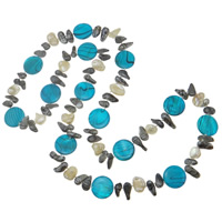 Природное пресноводное жемчужное ожерелье, Пресноводные жемчуги, с Ракушка, Комкообразная форма, натуральный, 6-20mm, Продан через Приблизительно 35 дюймовый Strand