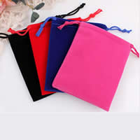 Velveteen Drawstring Pouches Rectangle mixed colors Sold By Lot