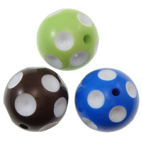 Perles acrylique de couleur unie, Rond, normes différentes pour le choix & couleur solide, couleurs mélangées, Trou:Environ 2mm, 100PC/sac, Vendu par sac