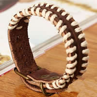 Cowhide Bracelet with Wax Cord brass buckle mixed colors nickel lead & cadmium free 10-20mm Length 5-7 Inch Sold By Bag