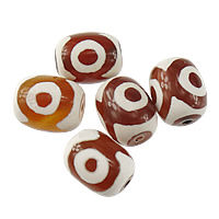 Perles agate dzi tibétaine naturelle, agate Tibétaine, ovale, trois yeux & deux tons, couleurs mélangées, 18x15x15mm, Trou:Environ 2mm, 50PC/lot, Vendu par lot