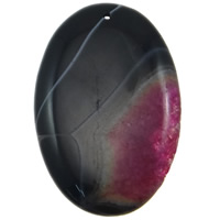 Lace Agate Halsband, spets agat, Oval, svart, 40x60x9mm, Hål:Ca 2mm, 10PC/Bag, Säljs av Bag