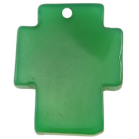Grön Agate Pendant, Cross, 24x30x5mm, Hål:Ca 2mm, 10PC/Bag, Säljs av Bag