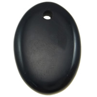 Fekete Achát Medálok, Ovális, 20x29x5.50mm, Lyuk:Kb 2.5mm, 10PC-k/Bag, Által értékesített Bag
