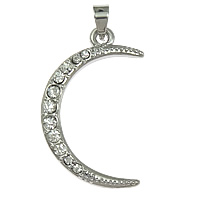 Zinc Alloy Moon Pendants platinum color plated with rhinestone nickel lead & cadmium free Approx Sold By Lot