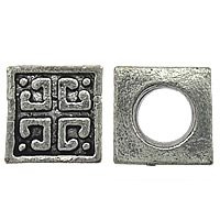 Tibetan Style Large Hole Bead, Cube, platinum color plated, blacken, nickel, lead & cadmium free, 8mm, Hole:Approx 4mm, 300PCs/Lot, Sold By Lot