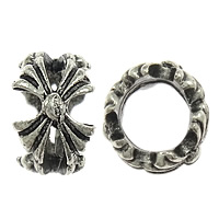 Tibetan Style Jewelry Beads, Donut, platinum color plated, large hole & blacken, nickel, lead & cadmium free, 6x10x6mm, Hole:Approx 7mm, 300PCs/Lot, Sold By Lot