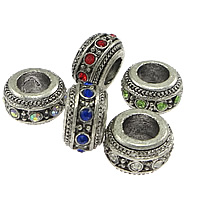 Zinc Alloy Jewelry Beads Donut platinum color plated with rhinestone & blacken nickel lead & cadmium free Approx 6mm Sold By Lot