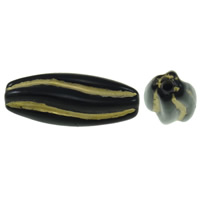 Zlato Accent akril perle, Oval, zlatni naglasak & jednobojnu, crn, 24x9mm, Rupa:Približno 2mm, Približno 450računala/Torba, Prodano By Torba