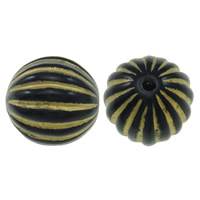 Guld Accent akryl perler, Runde, bølgepap & ensfarvet, sort, 16x16mm, Hole:Ca. 2mm, Ca. 205pc'er/Bag, Solgt af Bag