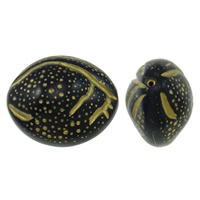 Guld Accent akryl perler, Oval, ensfarvet, sort, 20x17x13mm, Hole:Ca. 0.8mm, Ca. 200pc'er/Bag, Solgt af Bag