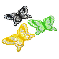 Nähen-auf Patch, Spitze, mit Kunststoff Pailletten, Schmetterling, keine, 94x60x1mm, 495PCs/Tasche, verkauft von Tasche
